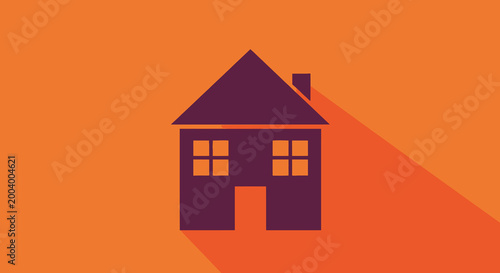 house icon with orange background and shadow