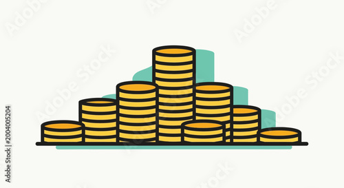stacked coins in flat design style high quality