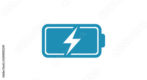 battery charging icon in blue and white