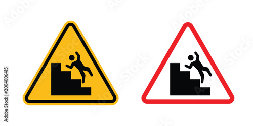 Free Download Caution stairway sign vector editable stroke. logo symbol illustration. - GFXLoad