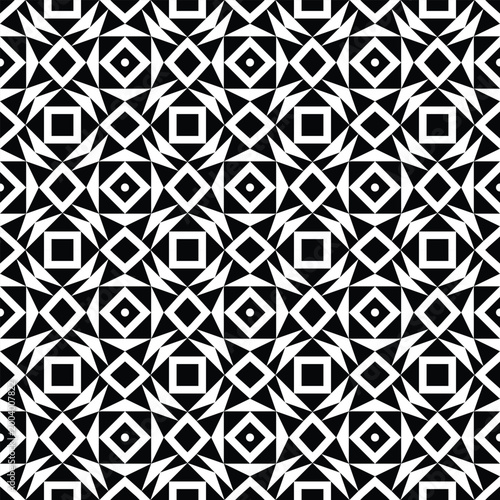 Seamless geometric black and white vector pattern. Ideal for bandana prints, textile design, wallpaper, rugs, ceramic tiles, and modern home decor with a repeating abstract motif.