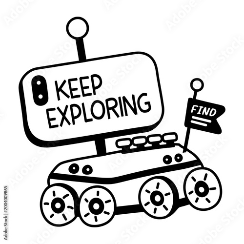 A glyph sticker of a satellite with stay updated typography 
