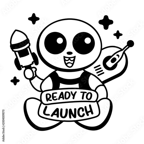A glyph sticker of a satellite with stay updated typography 
