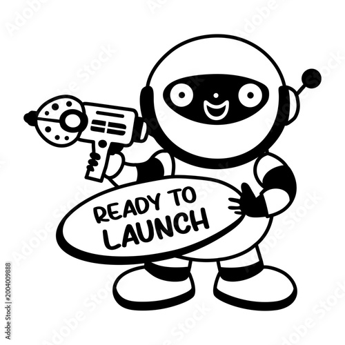 A glyph sticker of a satellite with stay updated typography 
