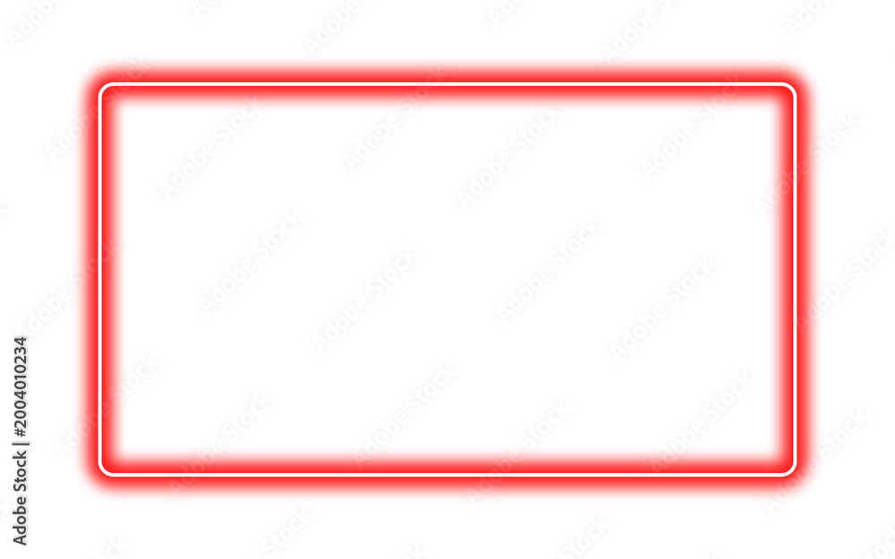 Fototapeta premium Red Neon Glowing Rectangle Frame on Transparent Background