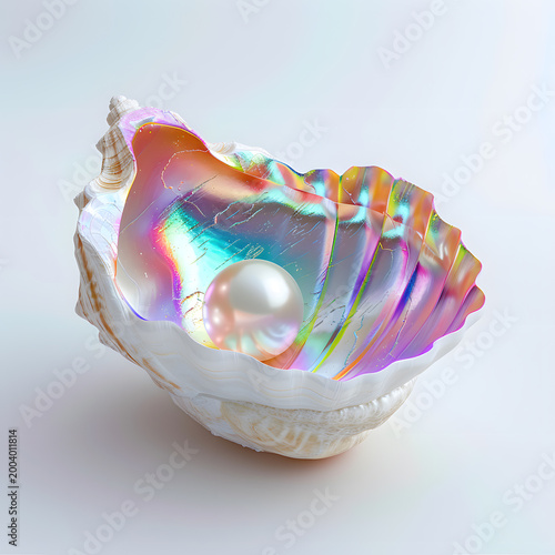 Iridescent sea shell with pearl inside. LGBTQ beauty, identity and hidden treasure concept