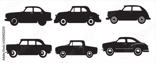Tableau sur toile cars silhouette bundle vector illustration