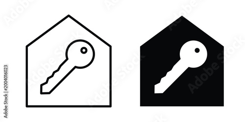 House key icon vector editable stroke. logo symbol illustration.
