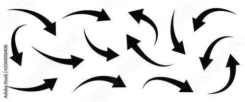  Long arrow icon set. curved arrows vector illustration on white background. Curved or arch arrow icon. eps10. 
