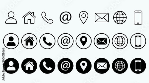 Photos Business card icon set
