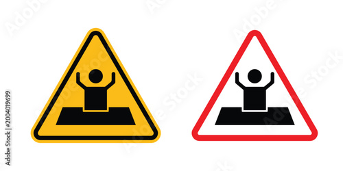 Mud warning sign vector editable stroke. logo symbol illustration.