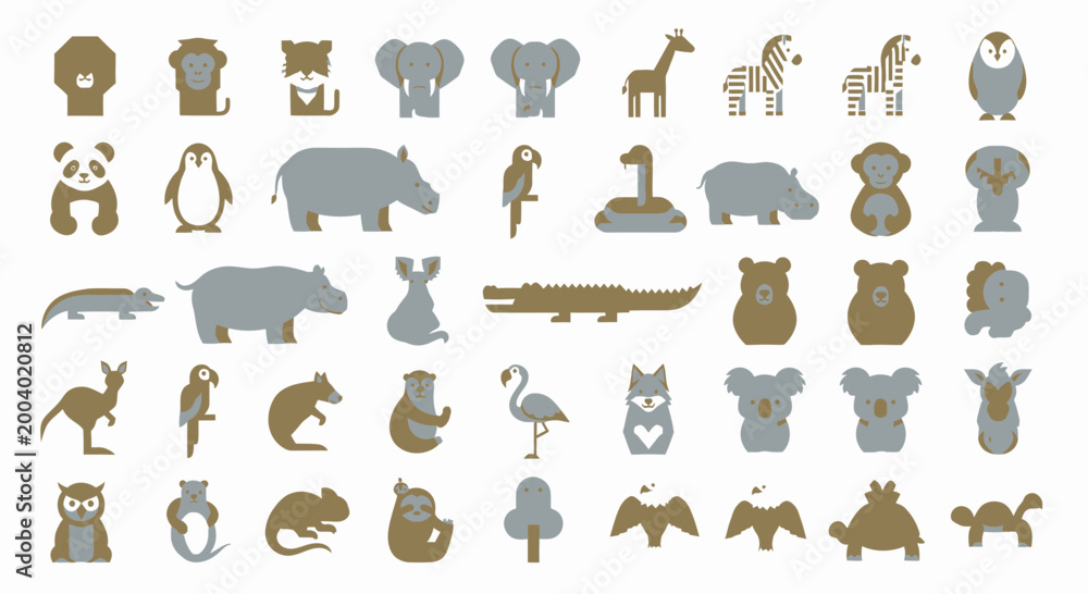 Fototapeta premium Collection of various animal icons.