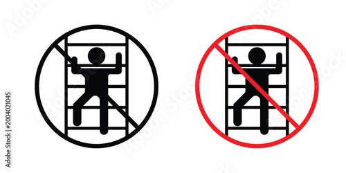 No climbing allowed sign vector editable stroke. logo symbol illustration.