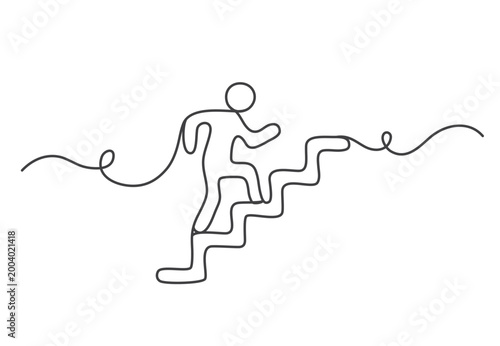 Man step up icon continuous one line art.