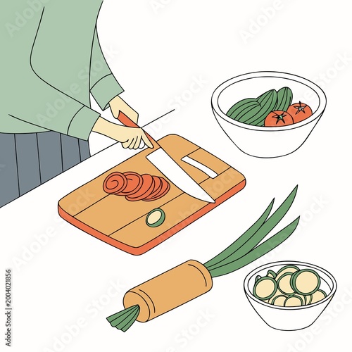 Cutting vegetables for cooking