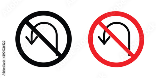 No u turn road sign vector editable stroke. logo symbol illustration.