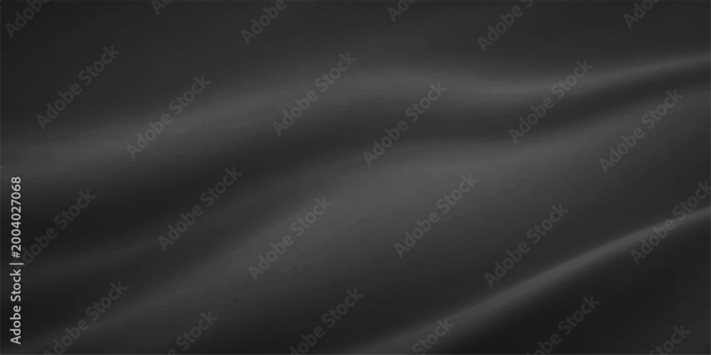 Fototapeta premium Luxurious black satin and silk fabric background with smooth flowing waves of soft textile material creates a dark elegant backdrop for high-end wallpaper designs