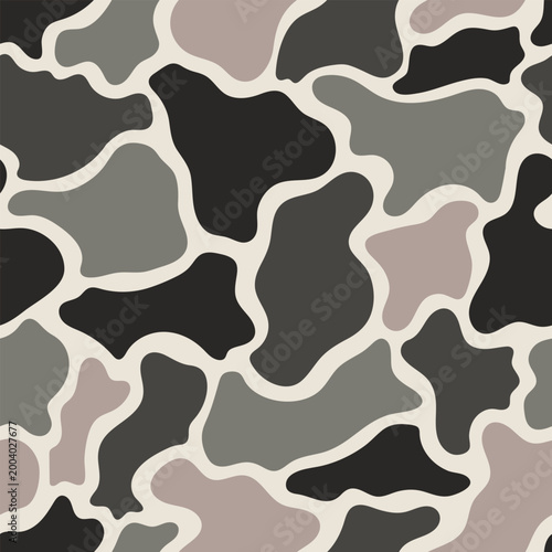 Urban Frogskin Camouflage Vector, Vintage Monochromatic Seamless Pattern, Retro Grey Tactical Concealment, Heritage Charcoal Hunting Texture