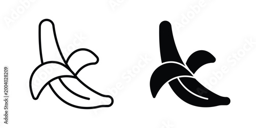Peeled banana icon vector editable stroke. logo symbol illustration.