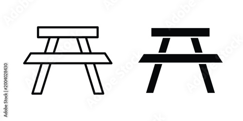 Picnic table icon vector editable stroke. logo symbol illustration.