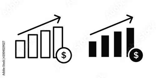 Profit increase icon vector editable stroke. logo symbol illustration.