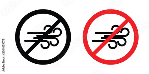 Prohibited wind icon vector editable stroke. logo symbol illustration.