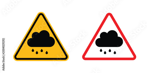 Rain warning sign vector editable stroke. logo symbol illustration.