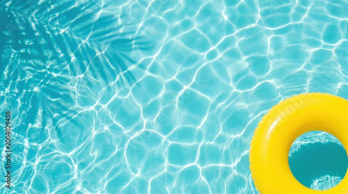 Luxury summer vacation with tropical resort vibes and beach tourism reflected in clear blue water with bright yellow float creating relaxing atmosphere for enjoyment