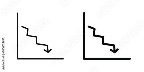 Reduction chart icon vector editable stroke. logo symbol illustration.