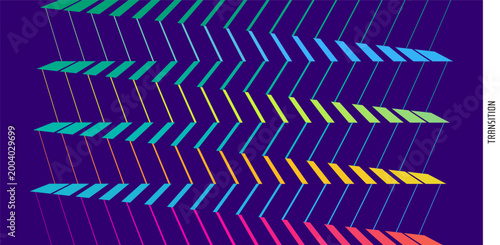 Abstract geometric pattern with vibrant stripes. Retro style. Line pattern. Striped angular background in the shape of a staircase. Vector for brochures, posters, covers, presentations, flyers, etc.