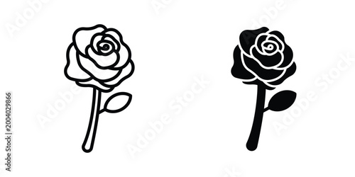 Rose flower icon vector editable stroke. logo symbol illustration.
