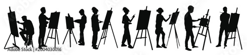 Set of Drawing artist silhouette