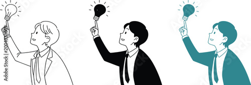 Man holding light bulb idea generation creative concept career progress inspiration.