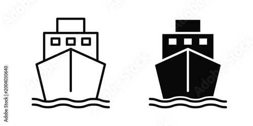 Ship icon vector editable stroke. logo symbol illustration.