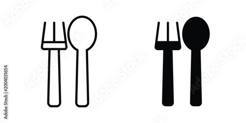 Spoon and Fork icon vector editable stroke. logo symbol illustration.