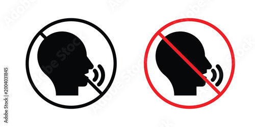 Stop talking sign vector editable stroke. logo symbol illustration.