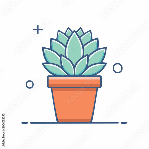 Potted Succulent Plant Illustration