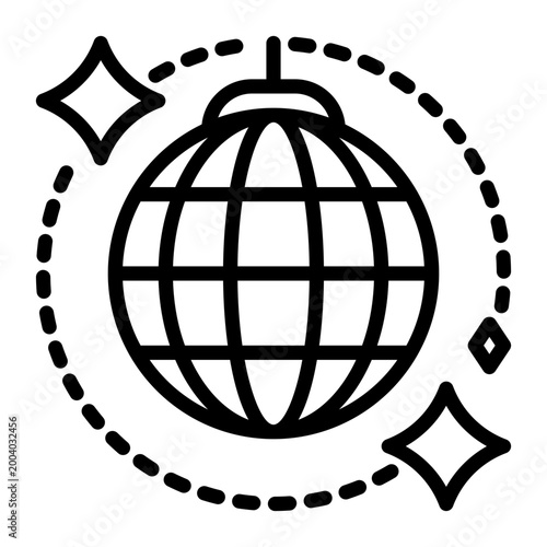 Disco ball icon, line icon style