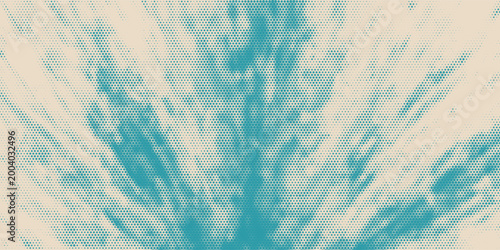 Color halftone texture of blue sky with clouds. Abstract cloud pattern vector dotted pixel texture background with copy space. Vintage cloudy sky