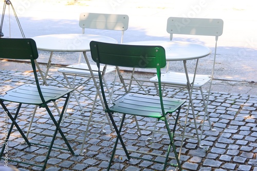 table and chairs in cafe