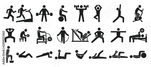 Cuadro en lienzo fitness exercise icons sport workout pictograms people