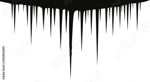 Photos Black liquid drips down on white background creating a sense of darkness and mys