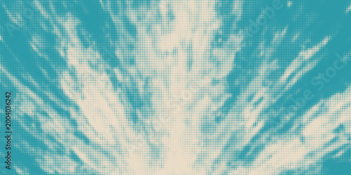Color halftone texture of blue sky with clouds. Abstract cloud pattern vector dotted pixel texture background with copy space. Vintage cloudy sky