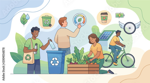 Obraz na plátně Diverse group of people actively participating in eco friendly activities showca