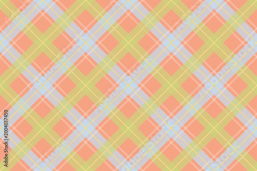 Diagonal tartan plaid in pastel spring colors. Great for fashion prints, wrapping paper, and stylish backgrounds.