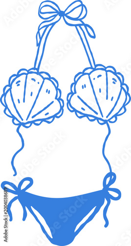 Summer Blue Seashell Bikinis for Bachelorette Beach Party