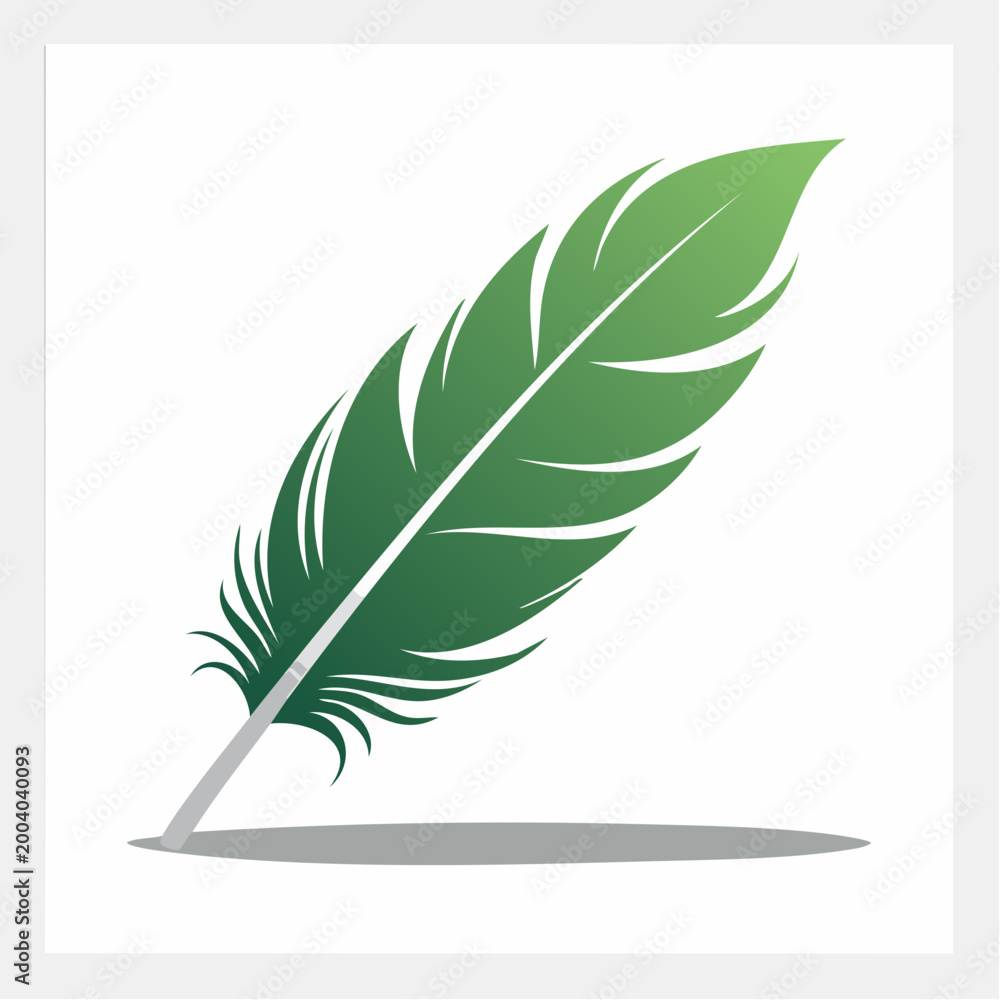 Obraz premium Green Feather Icon