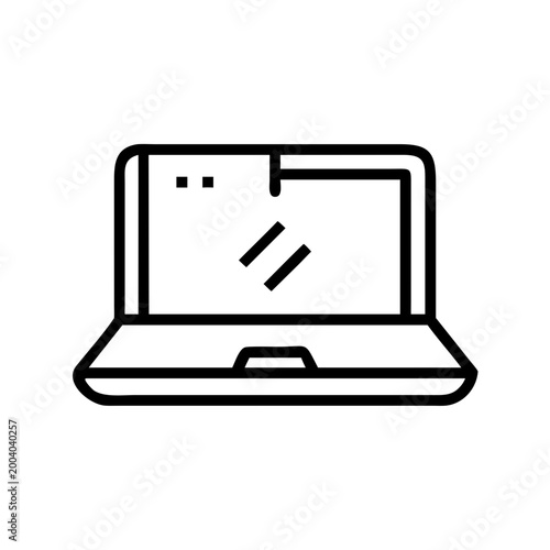Laptop computer with open screen in minimalist design  