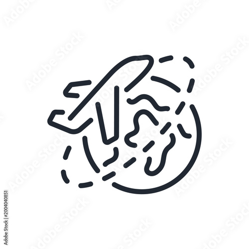 World travel editable stroke outline icon isolated on transparent background flat vector illustration. Pixel perfect.