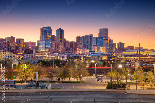 Denver, Colorado, USA. Cityscape image of Denver skyline, Colorado, USA at twilight blue hour.